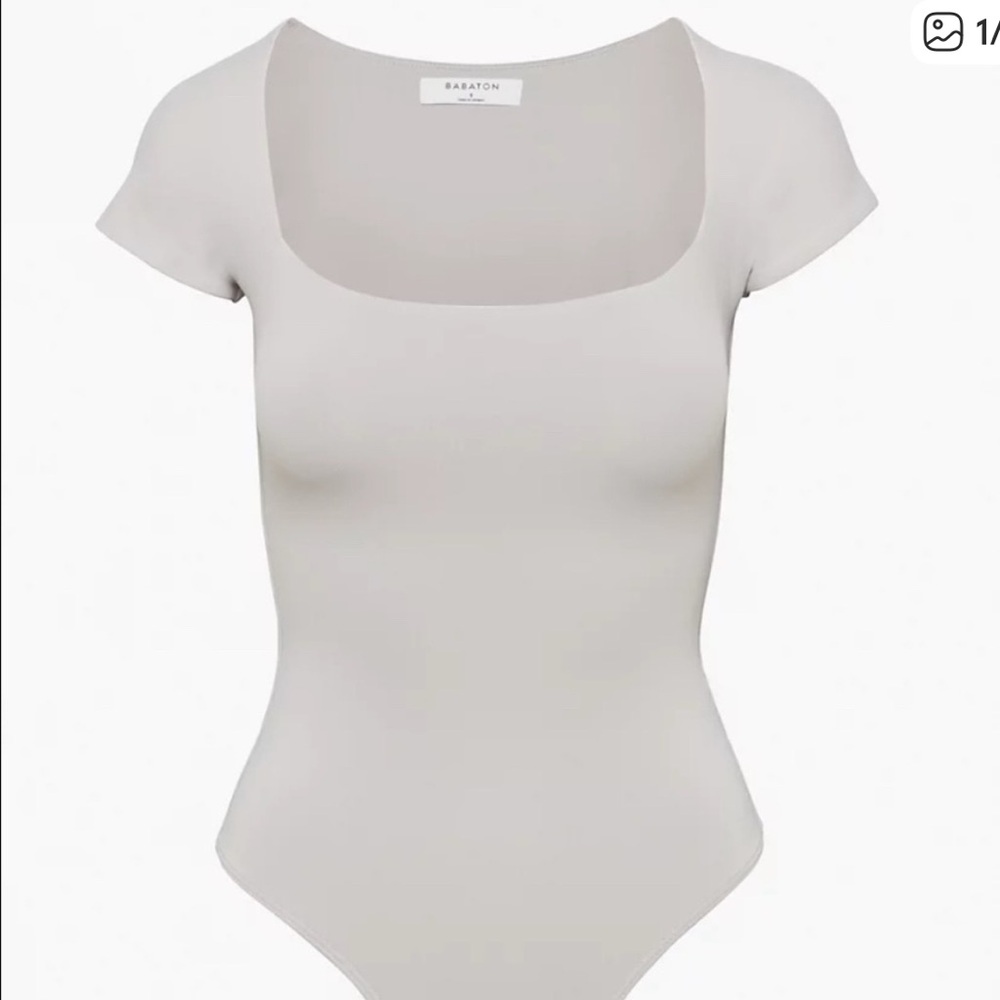 Aritzia Babaton Opal Gray Original Contour Squareneck Bodysuit